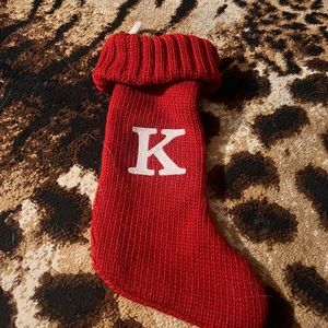 Wondershop Christmas Holiday Knit Thick Red Stocking Monogram Letter K